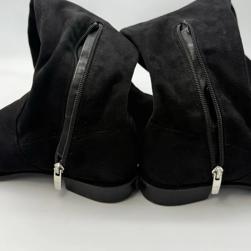 Marc Fisher Renn Over the Knee Boots SIZE 5.5 Womens Microsuede Tie Zip Black